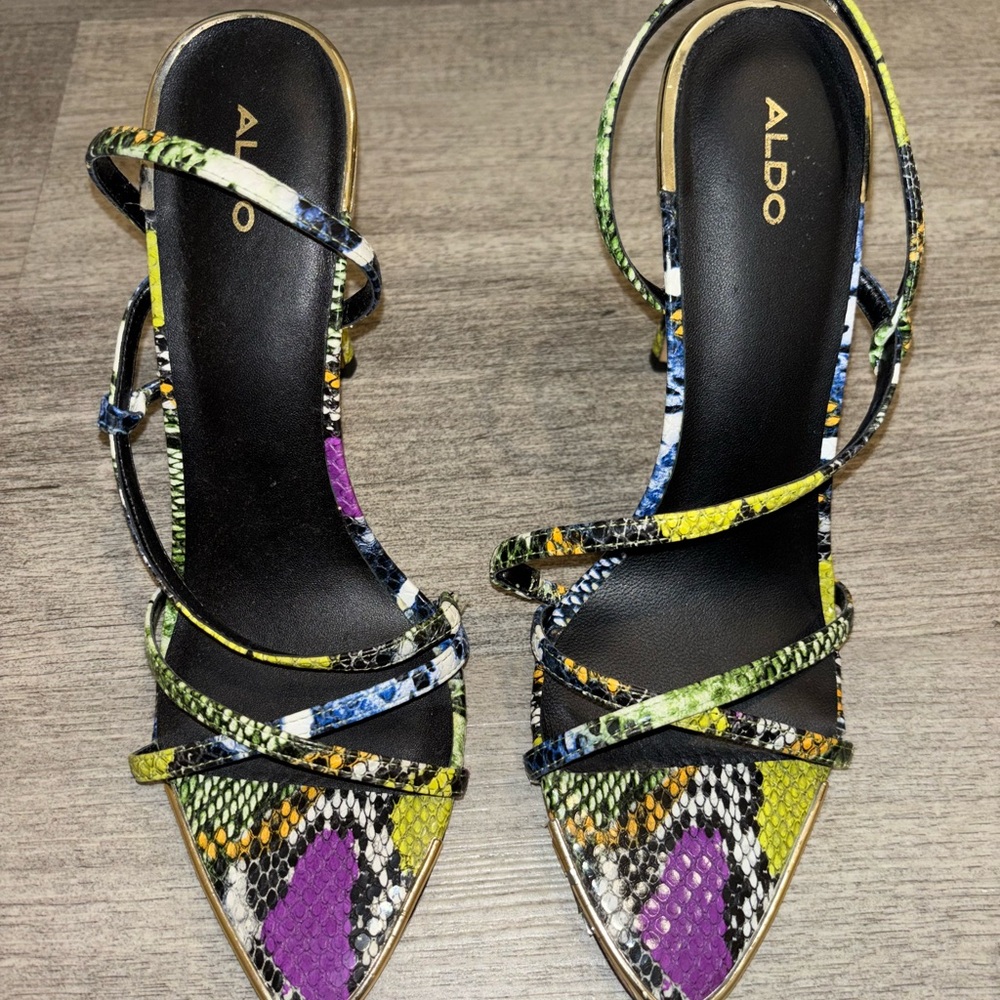 Aldo Black and Yellow Stiletto Heels
